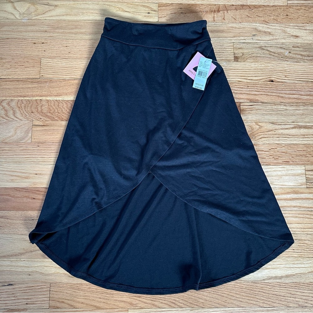 NWT Amy's Closet Tulip Hem Black Pull On Skirt Sz M 10/12
